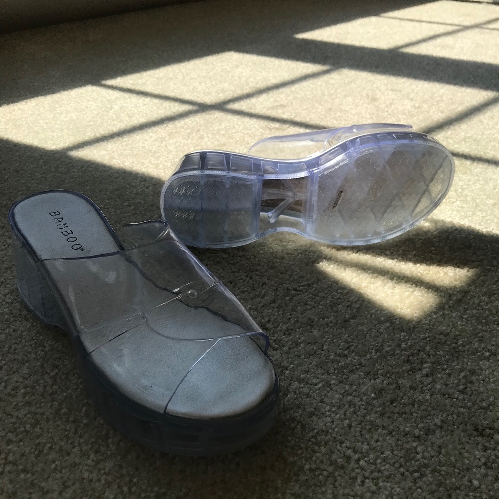New Dolls Kill clear jelly platform sandals